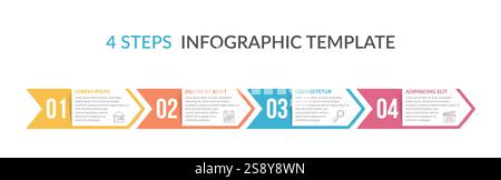 Four arrows with numbers and text, four steps - infographic template, vector eps10 illustration Stock Vector