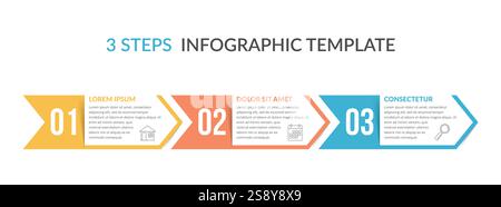 Three arrows with numbers and text, three steps - infographic template, vector eps10 illustration Stock Vector