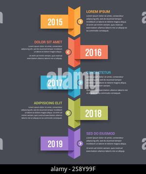 Vertical timeline infographics template with five arrows, vector eps10 ...