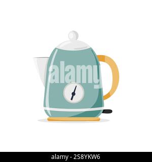 Electric kettle vector illustration in retro style, isolated on white background Stock Vector
