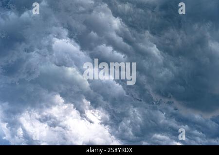 Dark stormy clouds in the sky Stock Photo