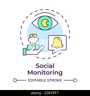 Social monitoring multi color concept icon Stock Vector