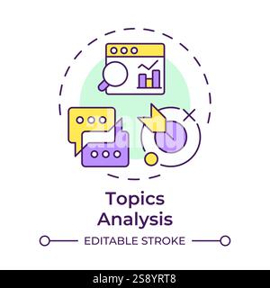 Topics analysis multi color concept icon Stock Vector
