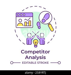 Competitor analysis multi color concept icon Stock Vector