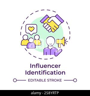Influencer identification multi color concept icon Stock Vector