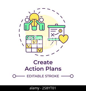 Create action plans multi color concept icon Stock Vector