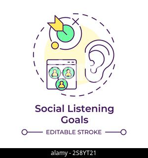 Social listening goals multi color concept icon Stock Vector