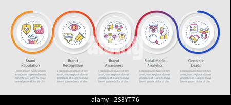 Brand reputation tracking infographics circles sequence Stock Vector