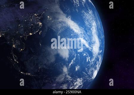 Blue planet Earth. East and Southeast Asia. China, Japan, North Korea, South Korea, Taiwan, Philippines. Elements of this image furnished by NASA. Stock Photo