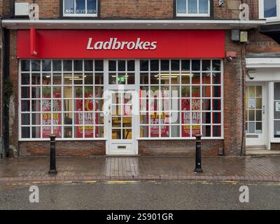 Stafford-Staffordshire-United Kingdom November, 14, 2024 Street view of a Ladbrokes betting shop. Ladbrokes Coral is a British betting and gambling co Stock Photo
