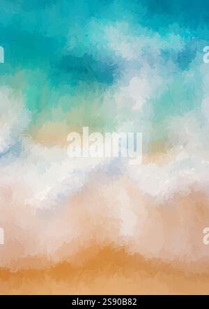 Abstract hand painted beach themed design background Stock Vector