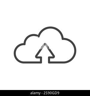 line icon uploading cloud isolated on white background Stock Vector