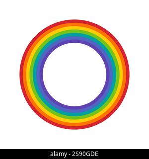 circle rainbow icon flat vector on white background Stock Vector