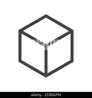 line icon cube isolated on white background Stock Vector