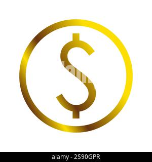 line circle icon dollar gold vector flat Stock Vector