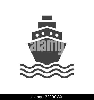 ship cruise cargo yacht icon flat vector illustration Stock Vector