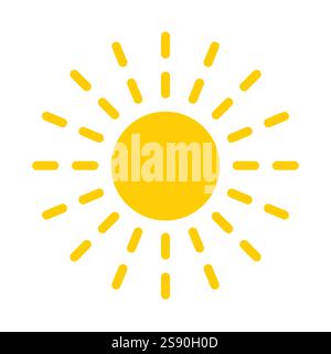 yellow sun icon vector. summer flat illustration. Stock Vector