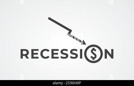 recession text design vector flat on white background Stock Vector