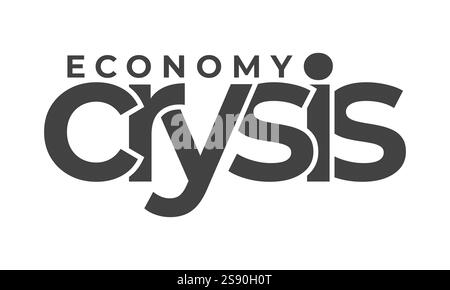 economy crysis text flat vector illustration Stock Vector