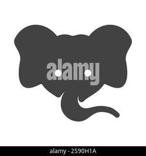 elephant face icon vector flat illustration Stock Vector