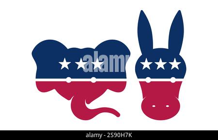 American political parties vector flat isolated on white background Stock Vector