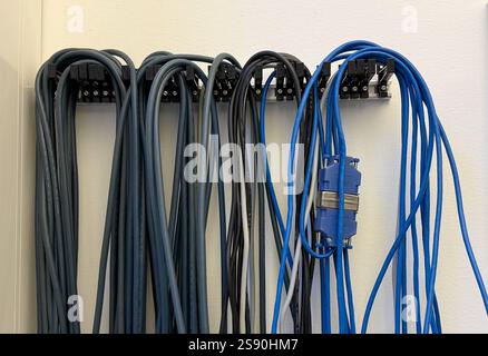Wires patch cord twisted pair close-up Stock Photo