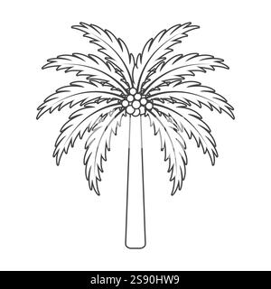 line icon date palm isolated on white background Stock Vector