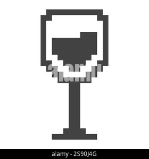 pixel art wine glass icon vector Stock Vector