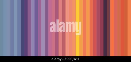 pattern of vertical stripes in a gradient of hues, ranging from cool blues and purples to warm yellows and oranges Stock Vector