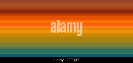 pattern of horizontal stripes in a gradient of hues transitioning from warm oranges to cool teal Stock Vector