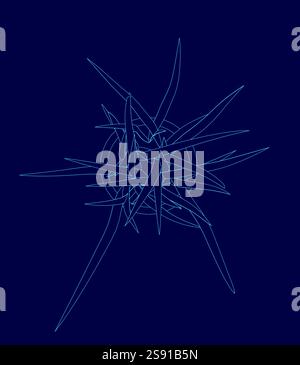 Blue image of a plant with long stems. The image is abstract and has a sense of movement Stock Vector