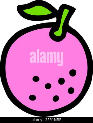 Citrus orange or grapefruit doodle icon hand drawn with black line in freehand style and colored. Vector illustration isolated on white background Stock Vector