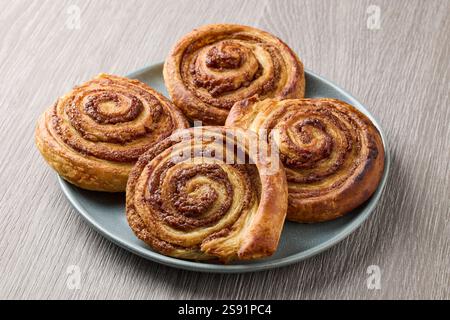 freshly baked sweet cinnamon rolls Stock Photo