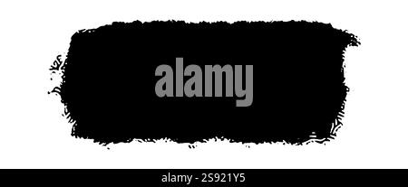 Grunge square template. Black painted squares or rectangular shapes. Hand drawn brush frames, borders or templates for text. Stock Vector