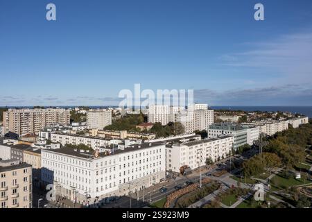 Gdynia city centre, a fragment one of the street. Pre-war, modernist ...