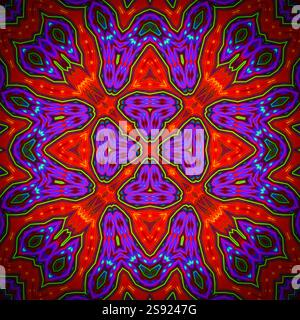 A unique kaleidoscope made from a photograph. Abstract kaleidoscope background. Beautiful psychedelic circular pattern. Multicolor geometric texture Stock Photo