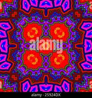 A unique kaleidoscope made from a photograph. Abstract kaleidoscope background. Beautiful psychedelic circular pattern. Multicolor geometric texture Stock Photo