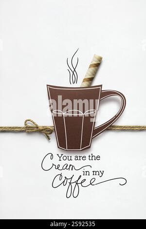 Creative concept photo of a paper cup of coffee on a white background Stock Photo