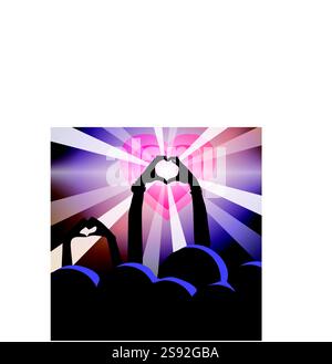 Vector image of hands in a crowd shaping a heart. Stock Vector