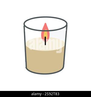 Various candle. Wax candle illustration. Soy wax candles in jar. Different shapes and sizes. Vector clipart collection Stock Vector