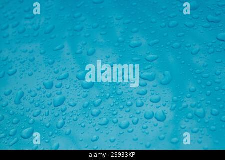 panorama water drops on blue background Stock Photo