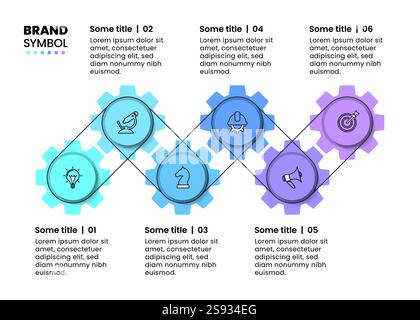 Infographic template with icons and 6 options or steps. Line. Can be used for workflow layout, diagram, banner, webdesign. Vector illustration Stock Vector