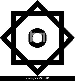 Symbol Rub el Hizb Islam Ramadan equilibrium of static dynamic Sacred geometry icon black color vector illustration image flat style simple Stock Vector