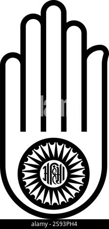 Hand Akhimsa Ahimsa arm Jainism Jain religion symbol Dharma Ahinsa icon black color vector illustration image flat style simple Stock Vector