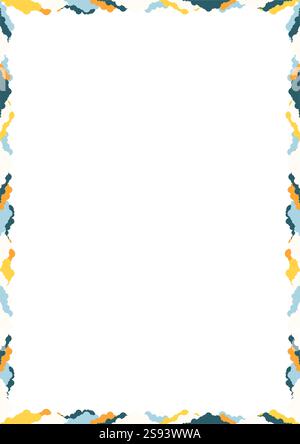 White clouds simple frame. Fluffy clouds in the blue sky template. Frame with empty space Stock Vector