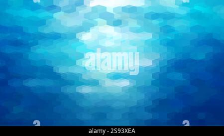 Blue aqua water sea background template. Underwater abstract geometric view ripple wave shining light ocean vector banner Stock Vector