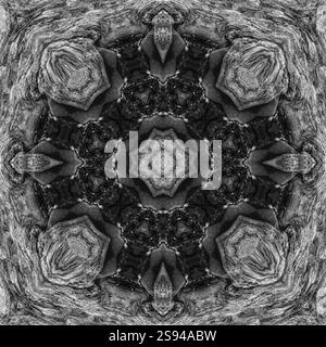 A unique kaleidoscope made from a photograph. Abstract kaleidoscope background. Beautiful psychedelic circular pattern. Multicolor geometric texture Stock Photo