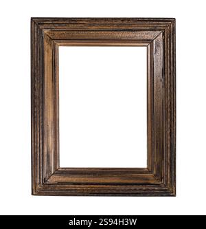 Golden wooden rectangular picture frame isolated cutout Stock Photo