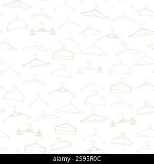 Doodle seamless clothes hangers pattern. Hand drawn cute sketchy style scribble. Graphic design element for scrapbook, fashion clothes shop web site, Stock Vector