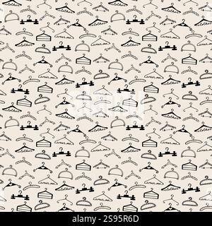 Doodle seamless clothes hangers pattern. Hand drawn cute sketchy style scribble. Graphic design element for scrapbook, fashion clothes shop web site, Stock Vector